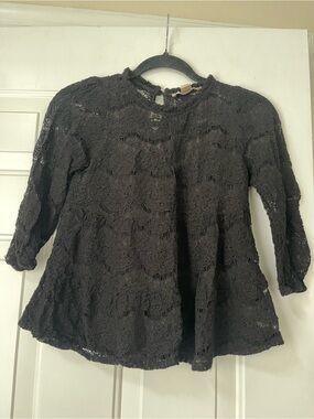 Black Lace Blouse - Women’s Elegant Crochet Top